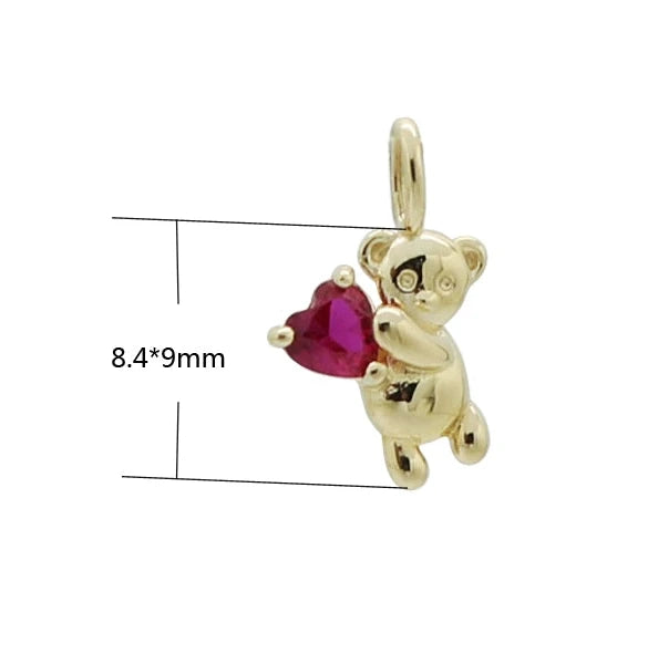 Pink Heart Bear Charm Pendant