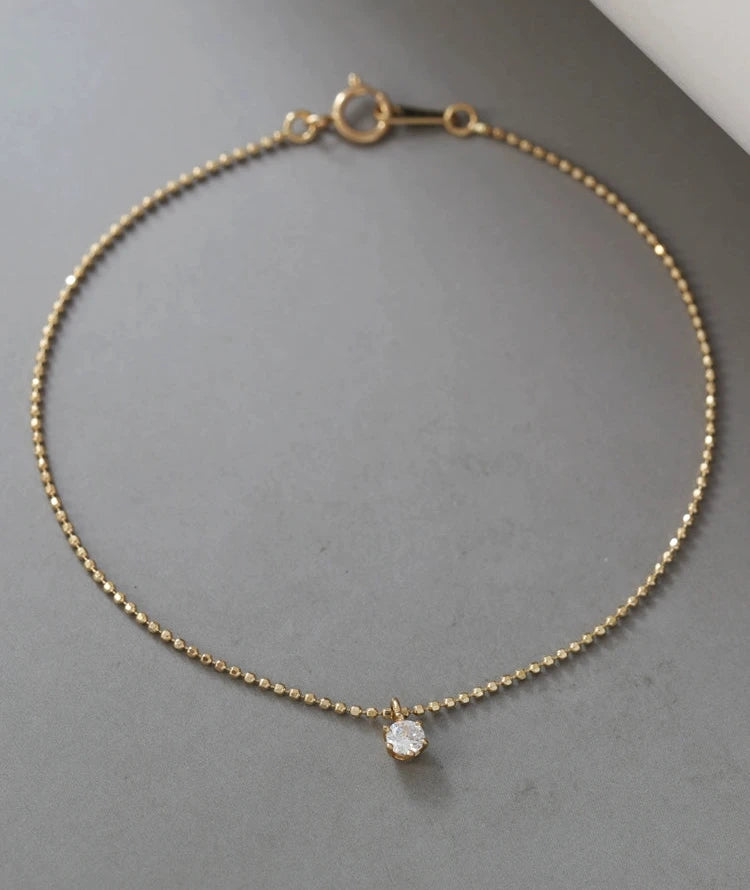 Solitaire On Bead Blind Chain Bracelet/ Anklet