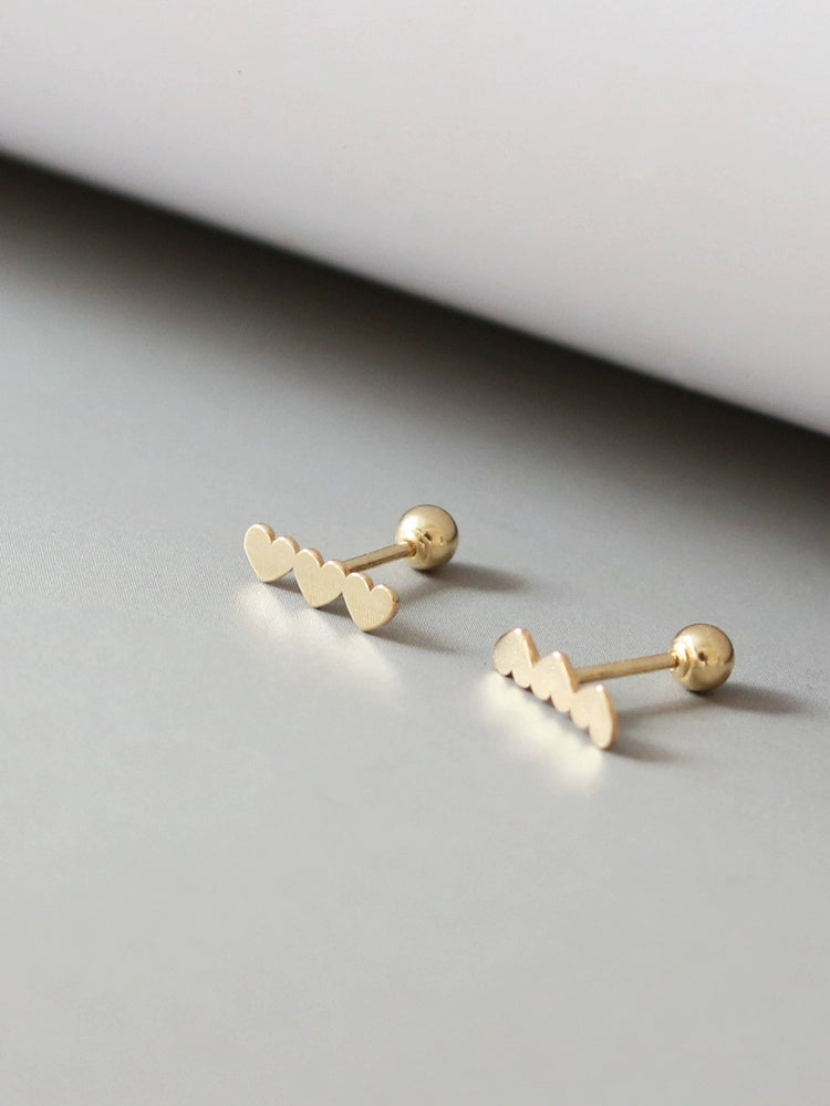 Heart Row Stud Earrings