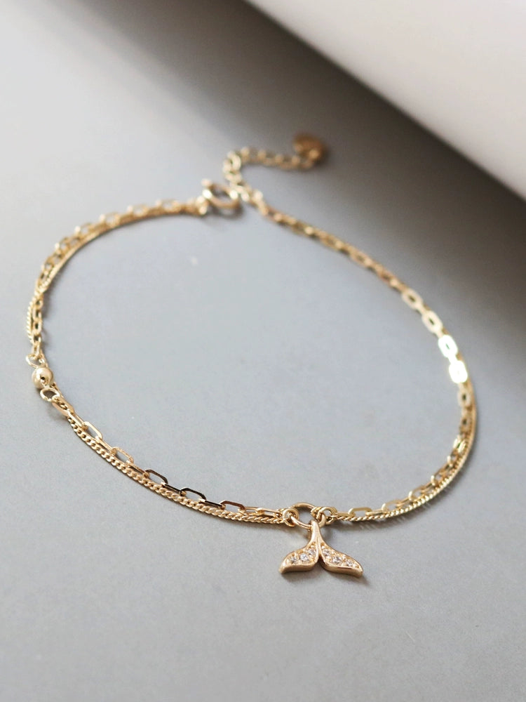 Multi Chain Whale Tail Charm Bracelet