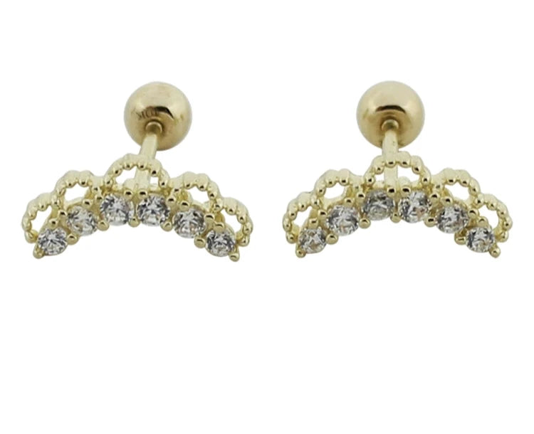 Beaded Lace Arch Tiara Stud Earrings