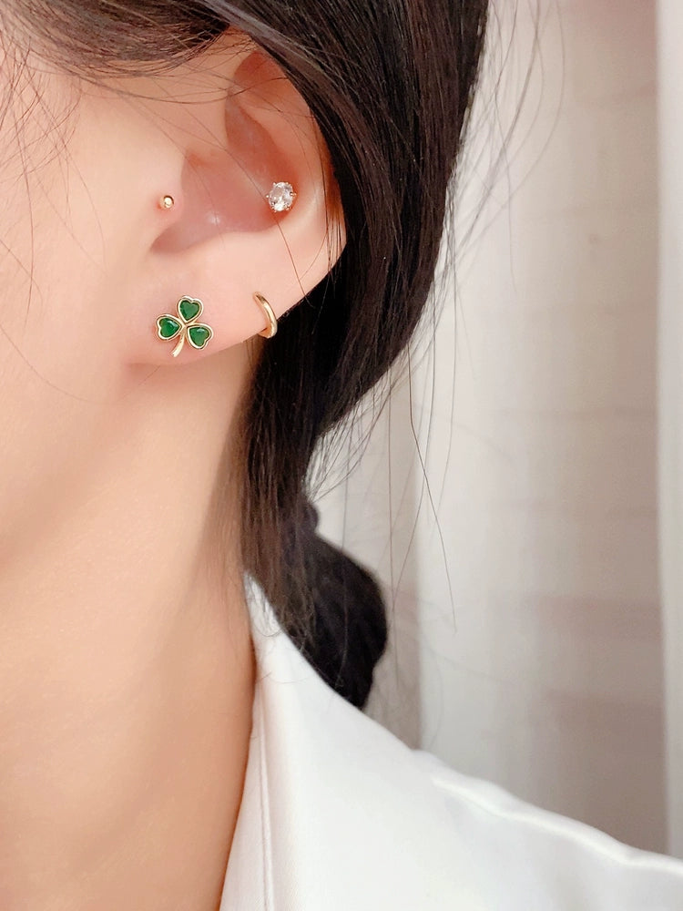 Window Clover Leaf Stud Earrings