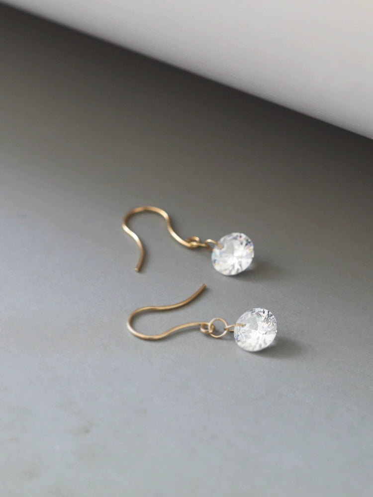 Round Gem Ear Hook Earrings