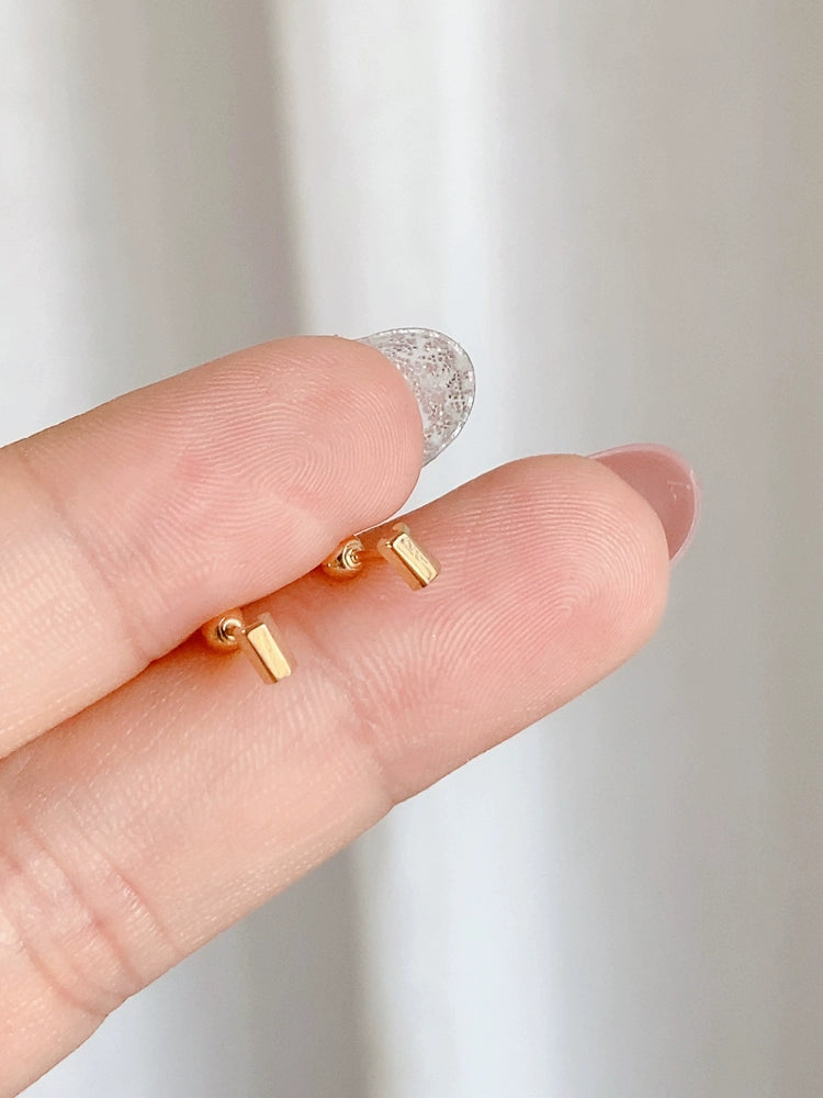 Open Hex Bar Stud Earrings