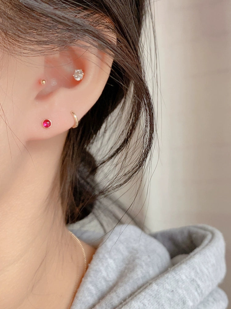 Pink Stone Stud Earrings