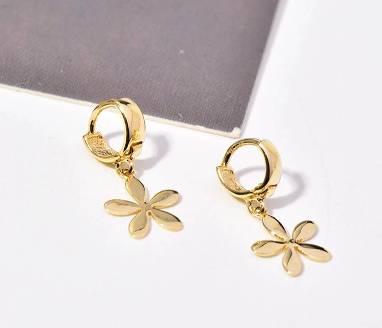 Star Flower Huggie Hoops