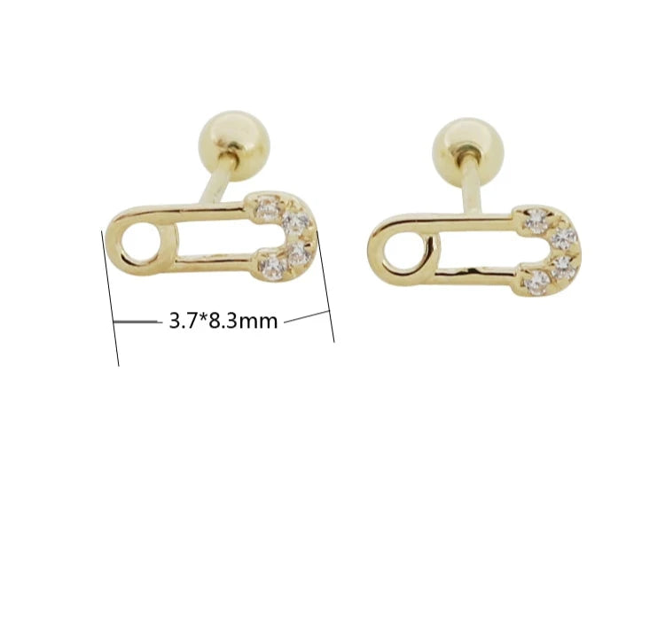 Studded Paperclip Stud Earrings