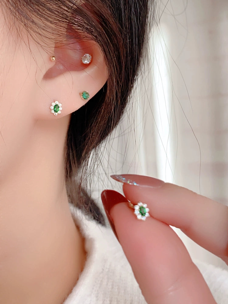 Green Cluster Stud Earrings