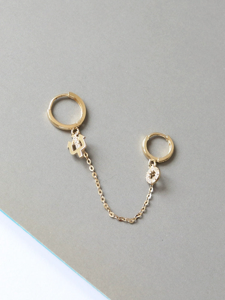 One Piece Huggie Hoops Devil Chain Earrings