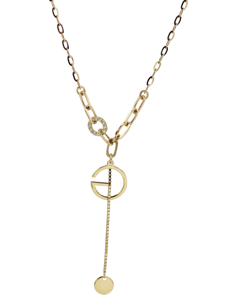 G Hanging Dial Lariat Necklace