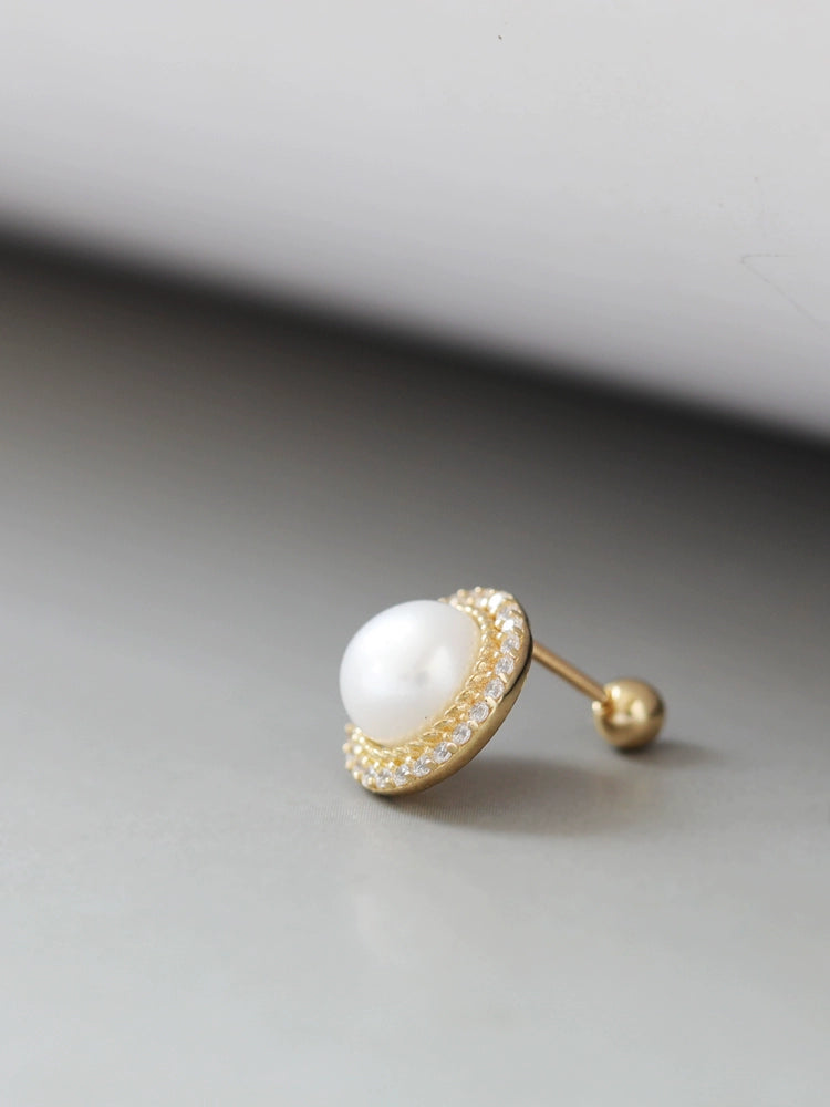 Rosetta Pearl Dish Stud Earrings