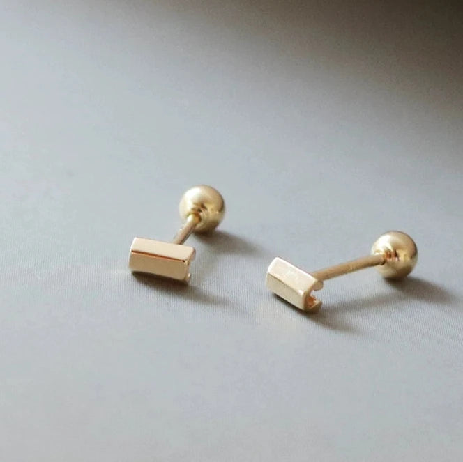 Open Hex Bar Stud Earrings