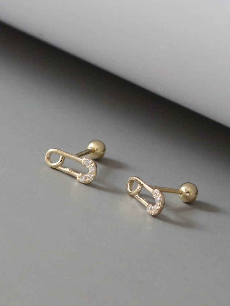 Studded Paperclip Stud Earrings