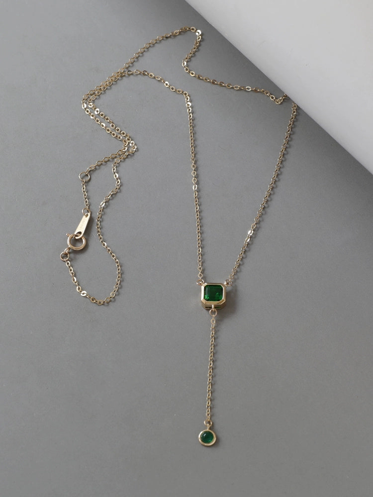 Green Moissanite Lariat Necklace