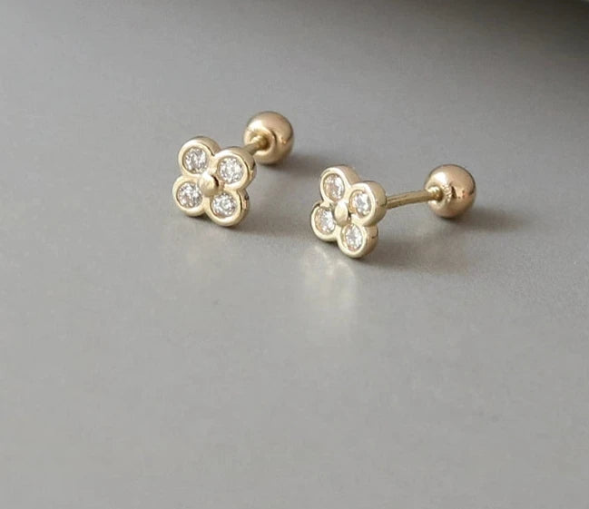 Moissanite Flower Stud Earrings