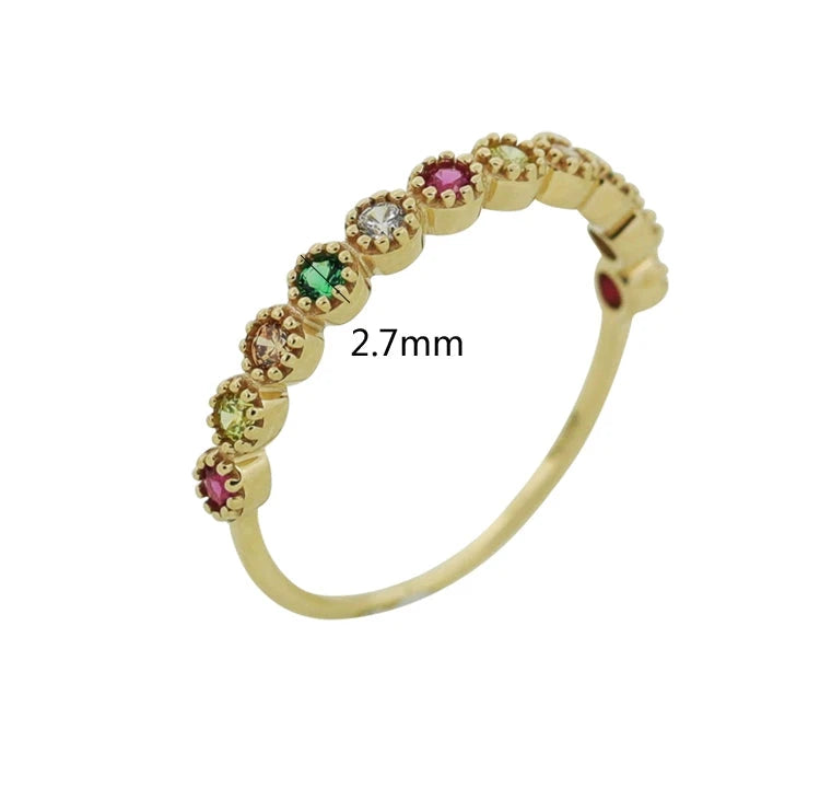 Midsummer Beaded Solitaire Stackable Ring