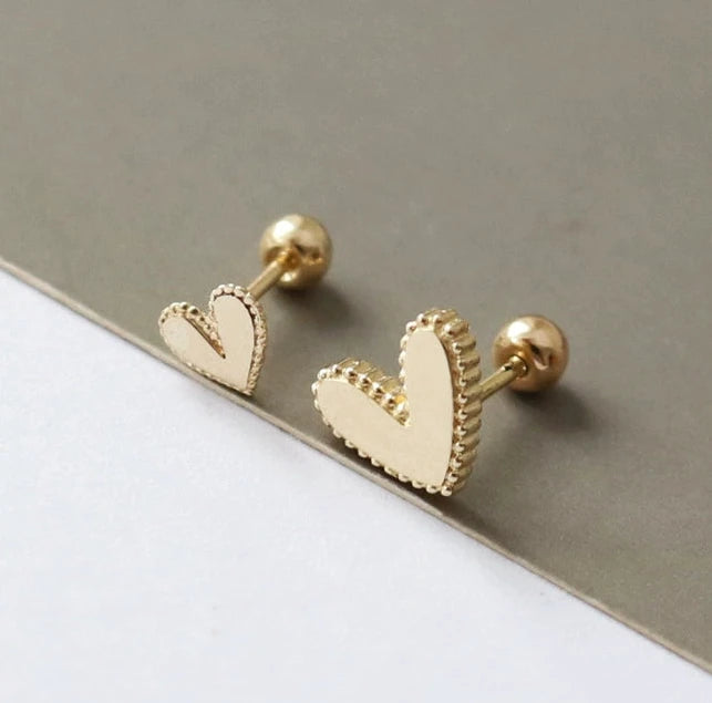 Beaded Stylistic Heart Stud Earrings