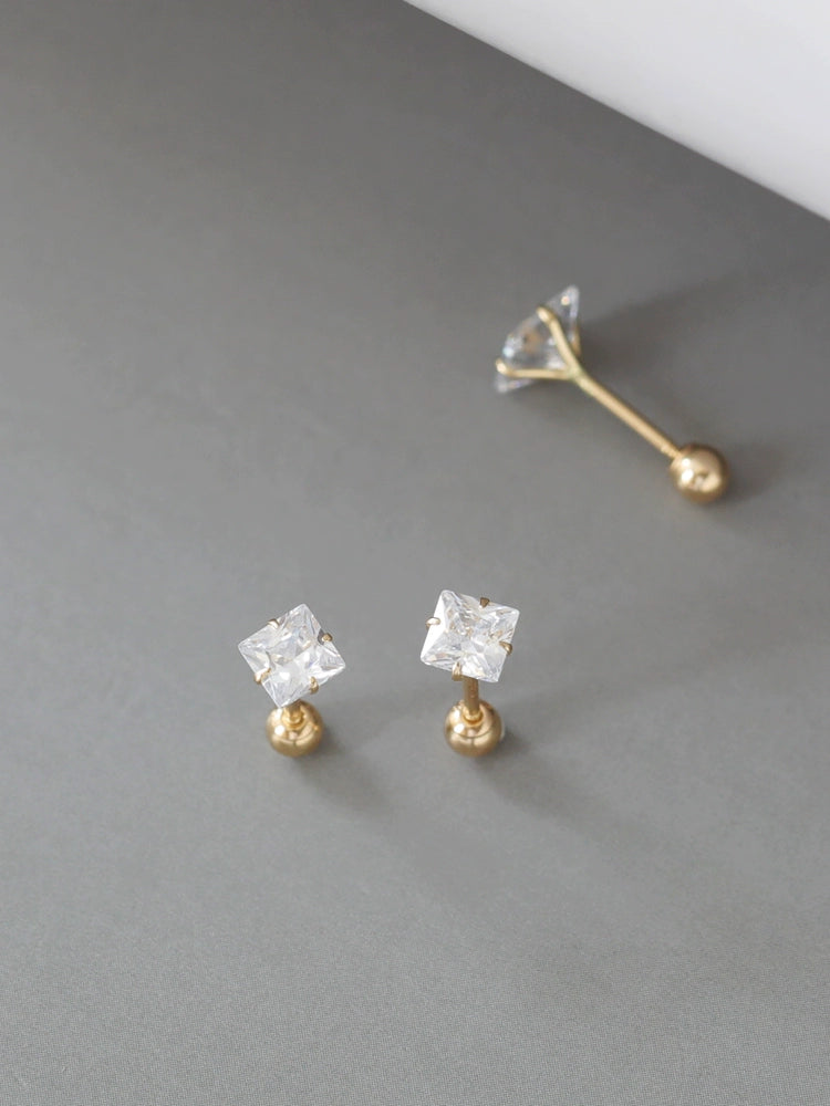 Moissanite Tile Stud Earrings