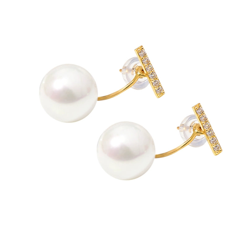 U-Bar T Pearl Stud Earrings