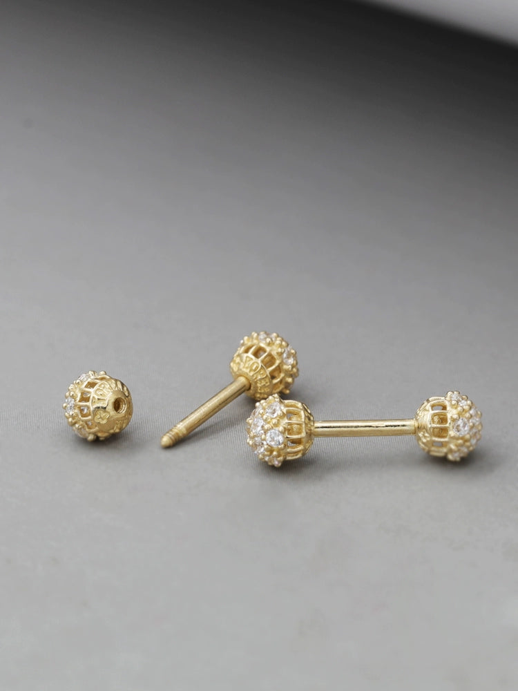 Twin Cluster Barbell Stud Earrings