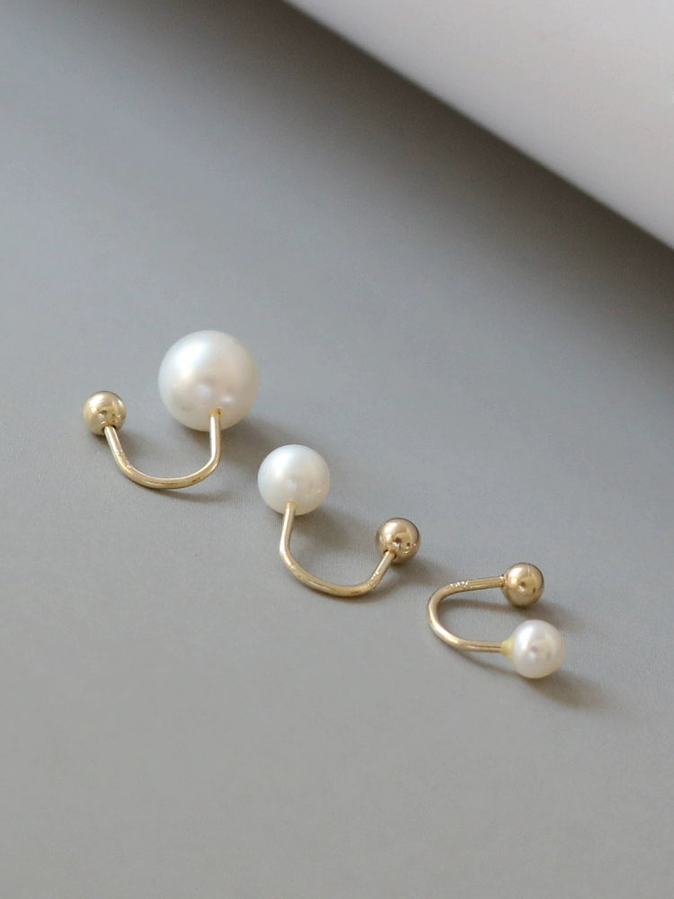 U-Bar Pearl Stud Earrings