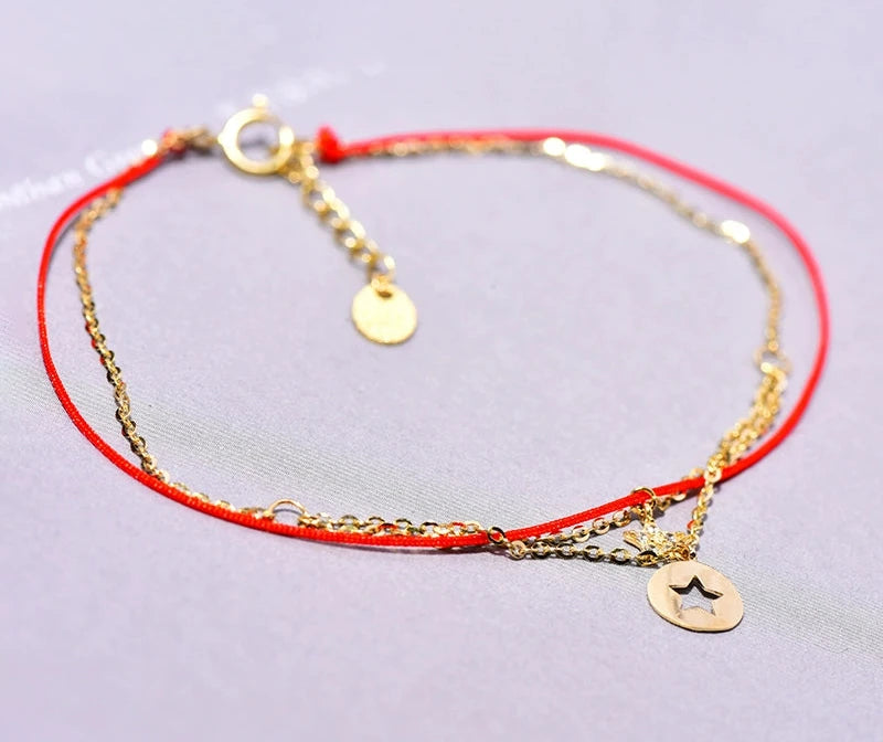 Chain & Red Rope Superstar Bracelet