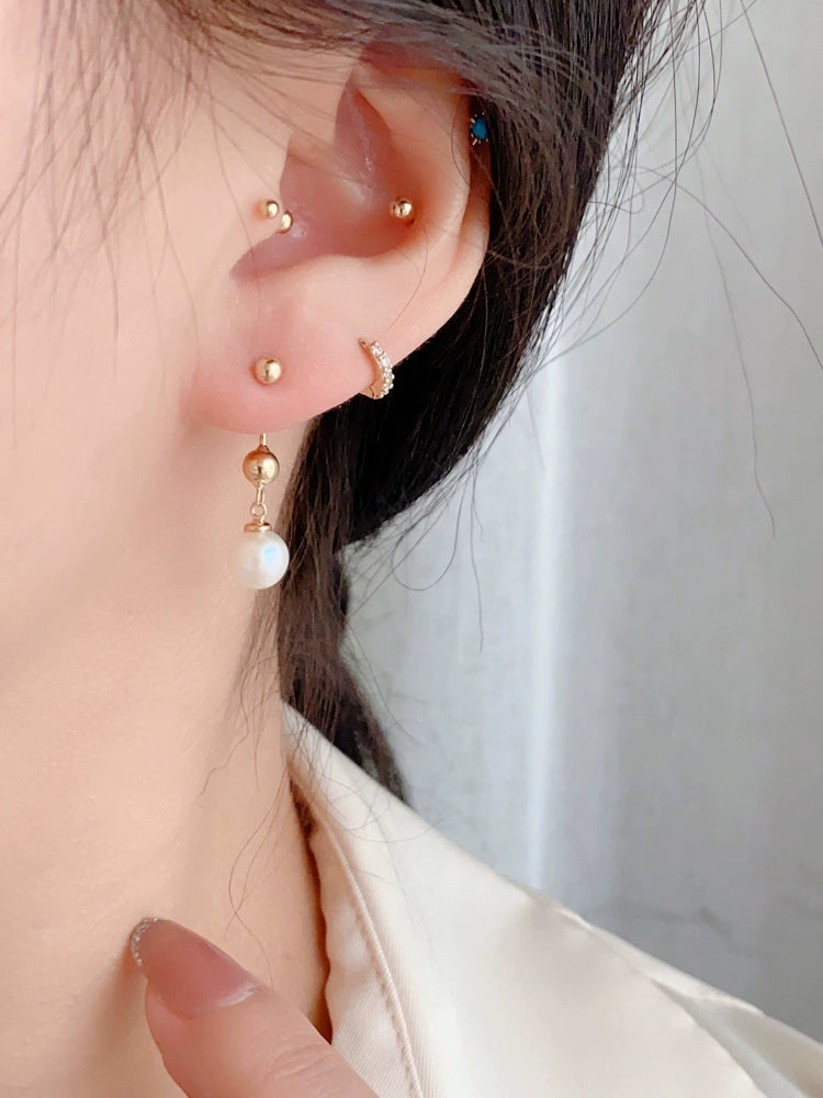 Drop Pearl Bar Stud Earrings