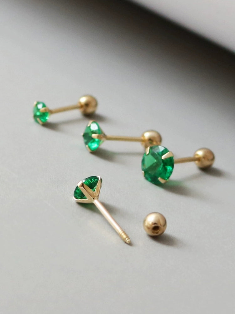 Four Claw Green Gem Stud Earrings