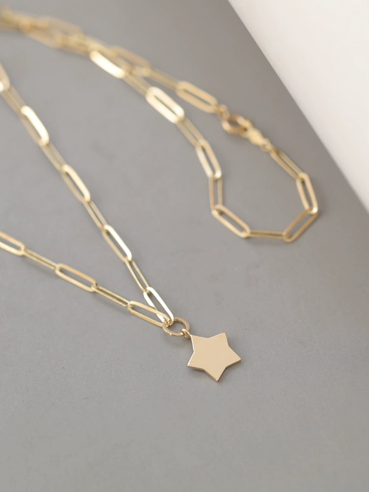 Star On Paperclip Chain Necklace