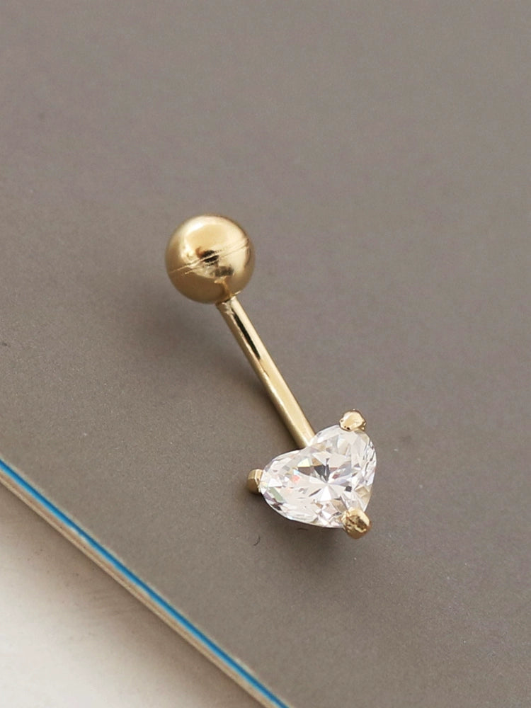 Moissanite Heart Navel Bar Ring