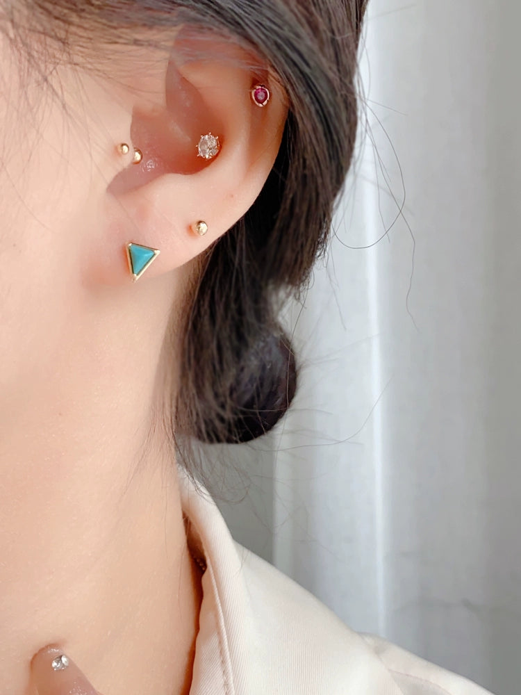 Triangle Turquoise Stone Stud Earrings