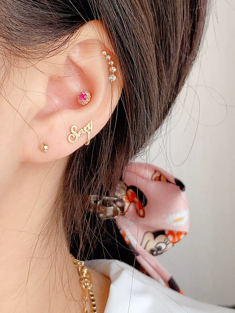 'Sexy' Lobe Cuff Stud Earrings