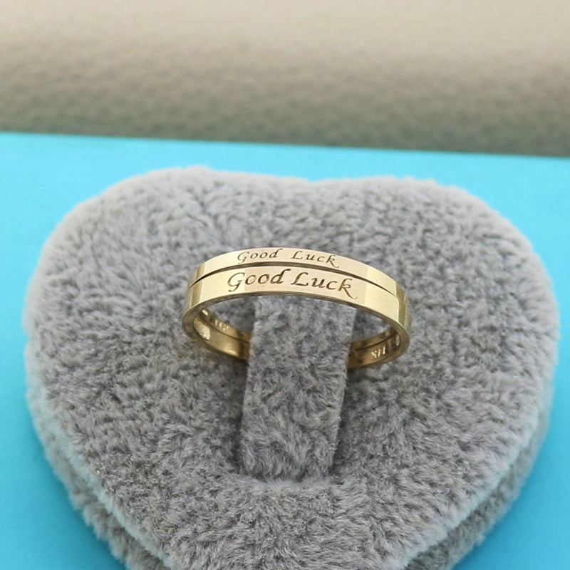 Engraved 'Good Luck' Stackable Ring