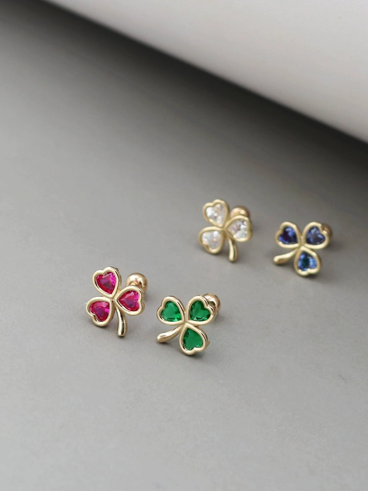 Window Clover Leaf Stud Earrings