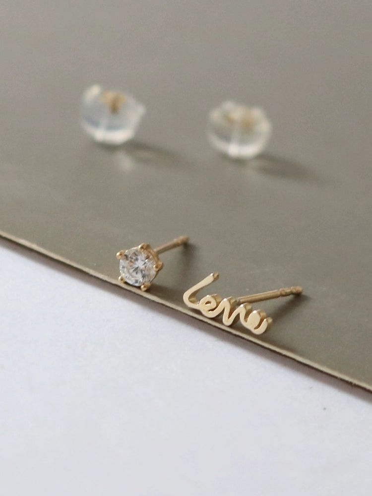 Love & Solitaire Stud Earrings