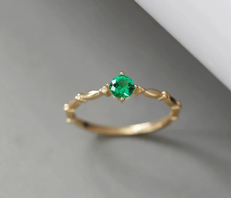 Kata Green Moissanite Beaded Stackable Ring