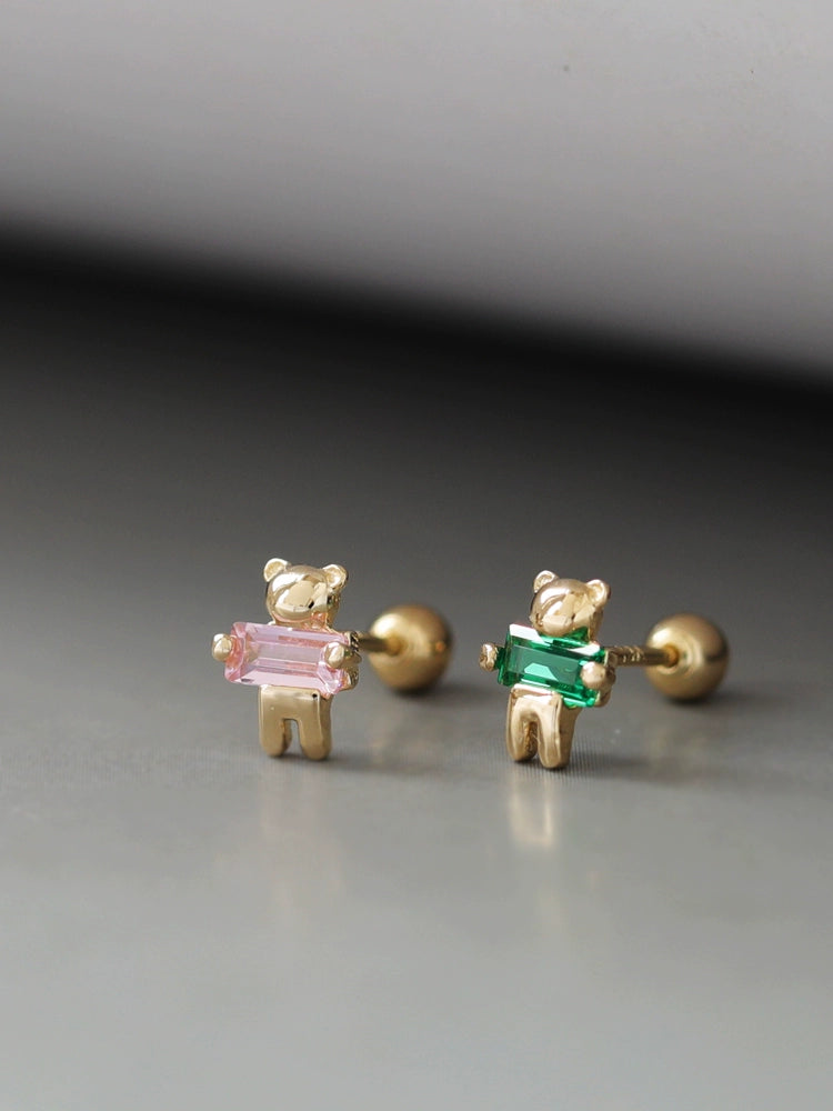 Present Bear Stud Earrings