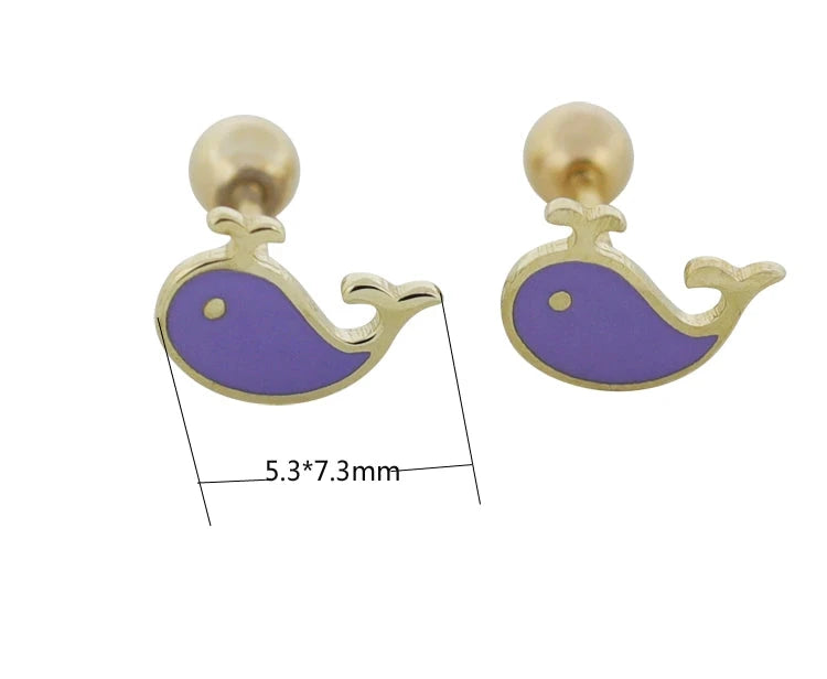 Purple Whale Stud Earrings