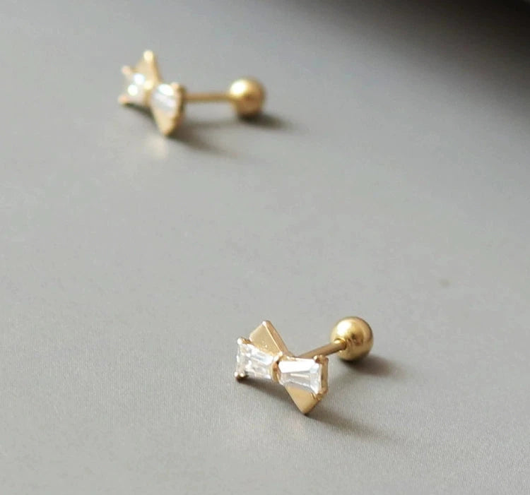 Jewelled Cross Tie Bow Stud Earrings