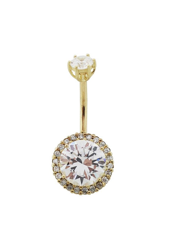 Moissanite Sunflower Dish Navel Bar Ring