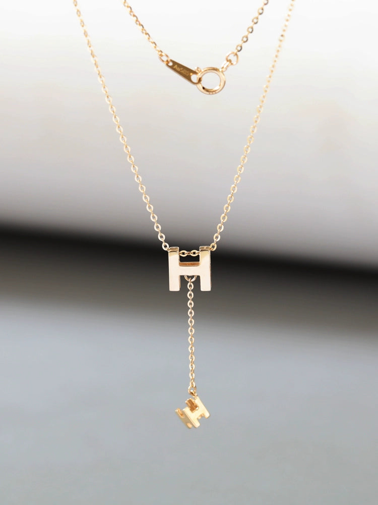 Bold H Chain Drop Necklace