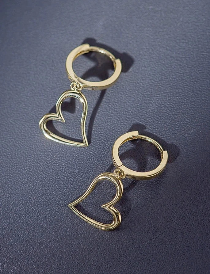 Swinging Love Heart Huggie Hoops