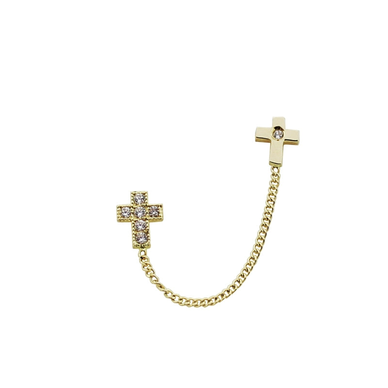 One Piece Duo Crosses Chain Sud Earring