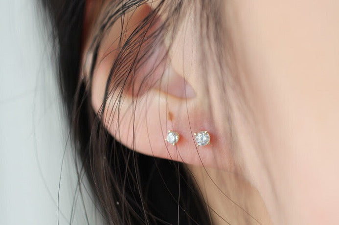 Solitaire Diamond Stud Earrings