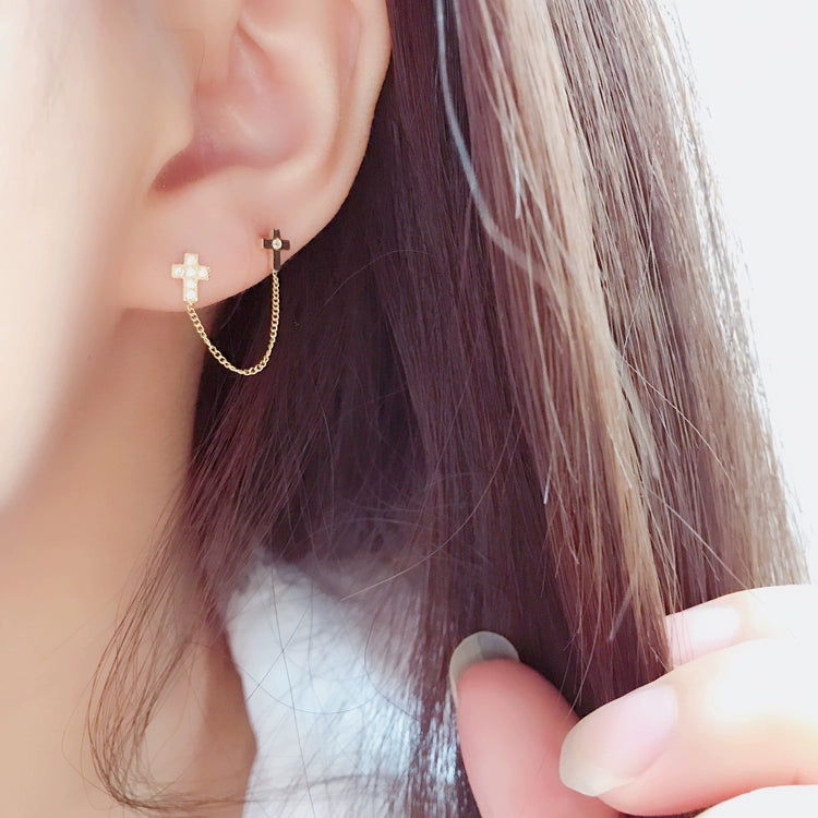 One Piece Duo Crosses Chain Sud Earring