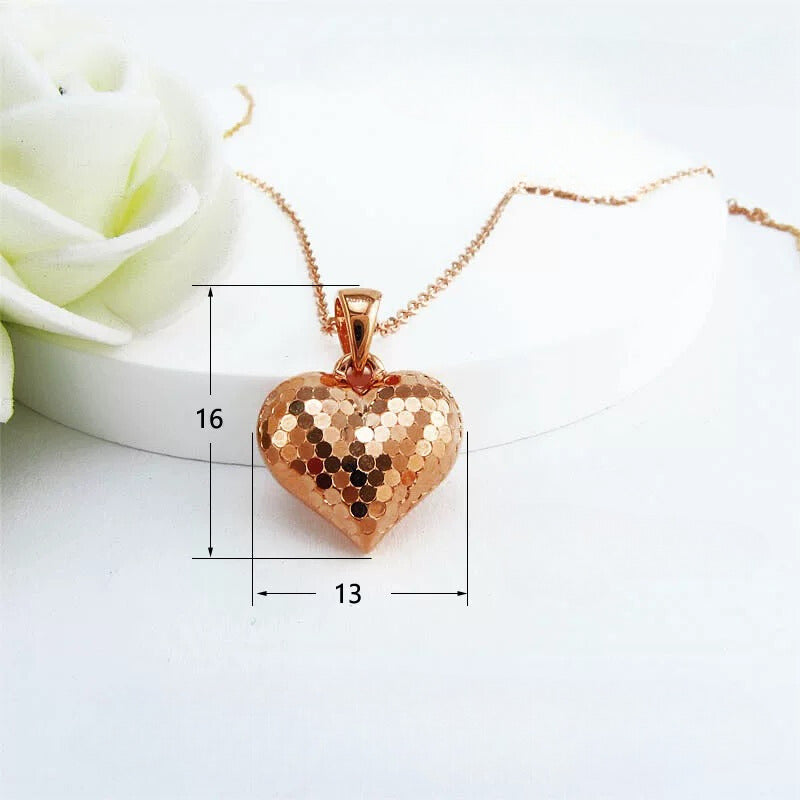 Sequinned Puff Heart Charm Pendant