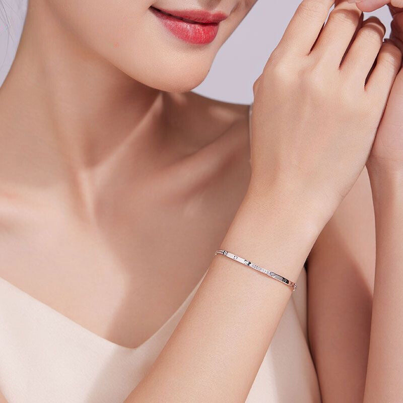 Love Screw Panel Bangle & Chain Bracelet