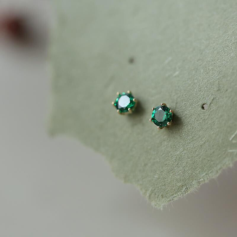 Emerald Gem Stud Earrings