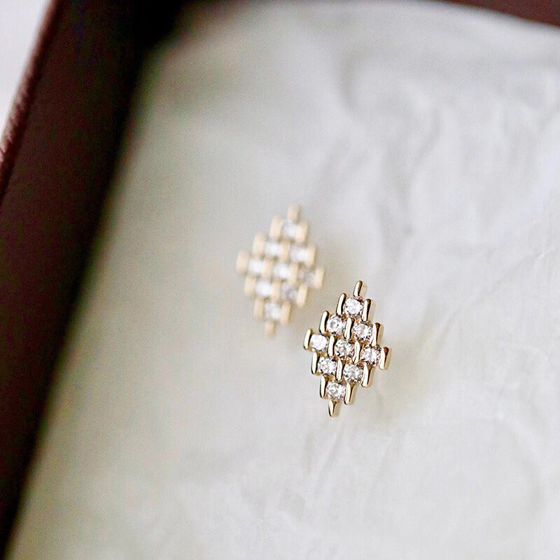 Diamond Panel Stud Earrings