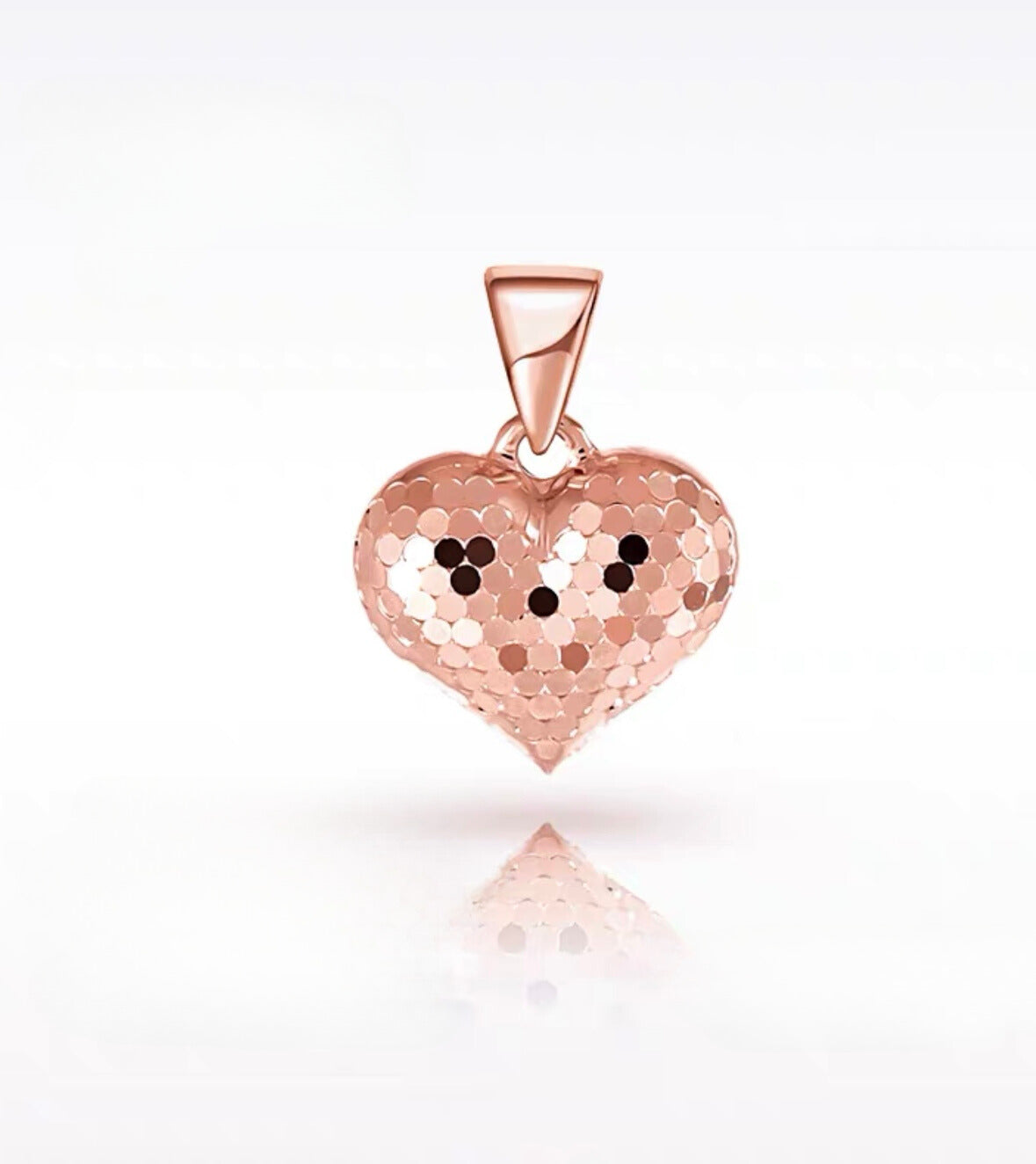 Sequinned Puff Heart Charm Pendant